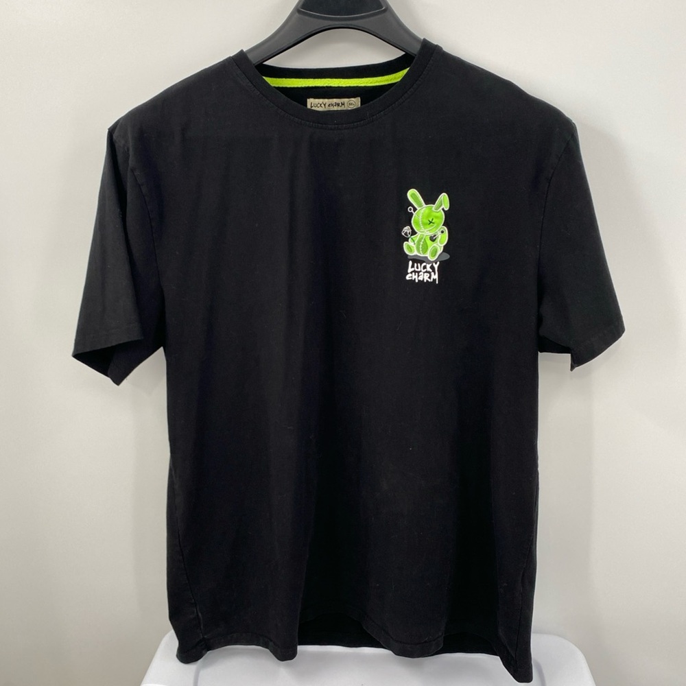 Lucky Brand Black T-Shirt with Green Graphic